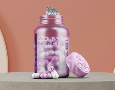 Pills Bottle  3D mockup. Create presentations using Online Mockup Generator.