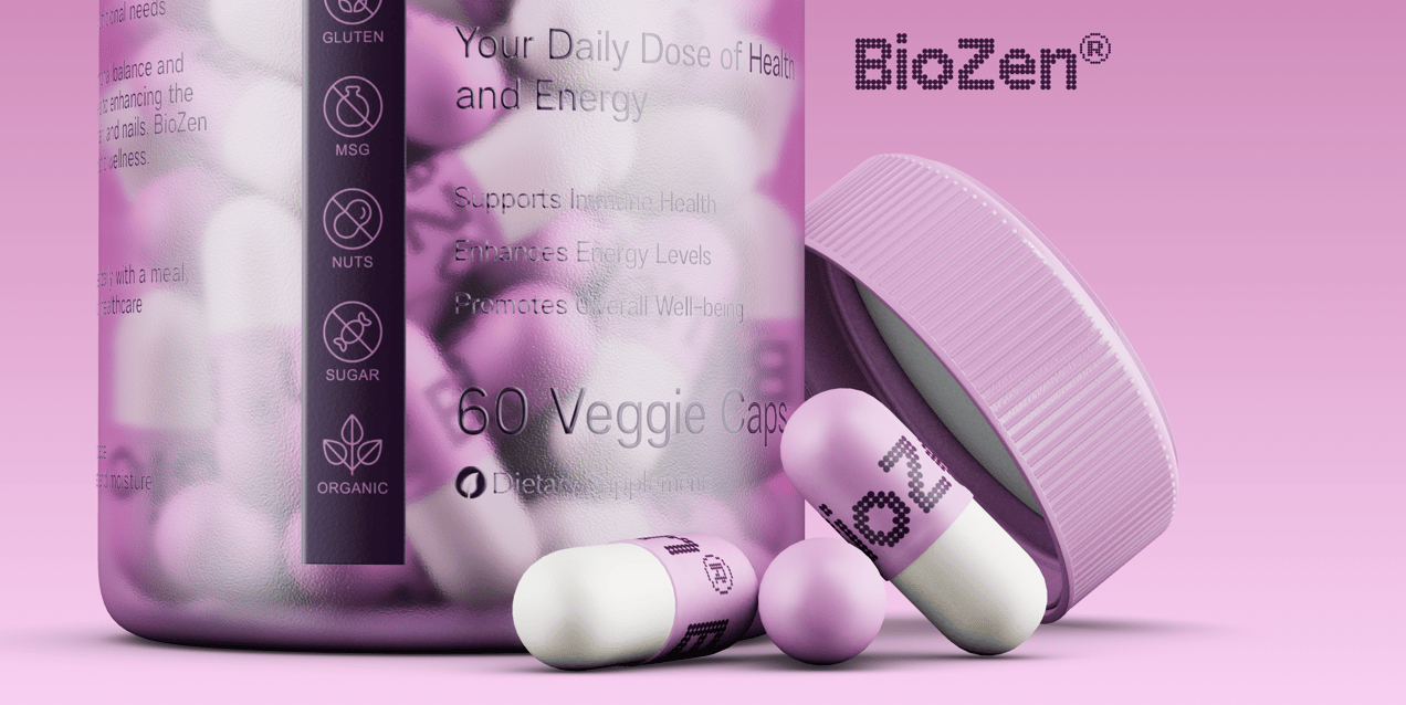 Pills Bottle  3D mockup. Create presentations using Online Mockup Generator.
