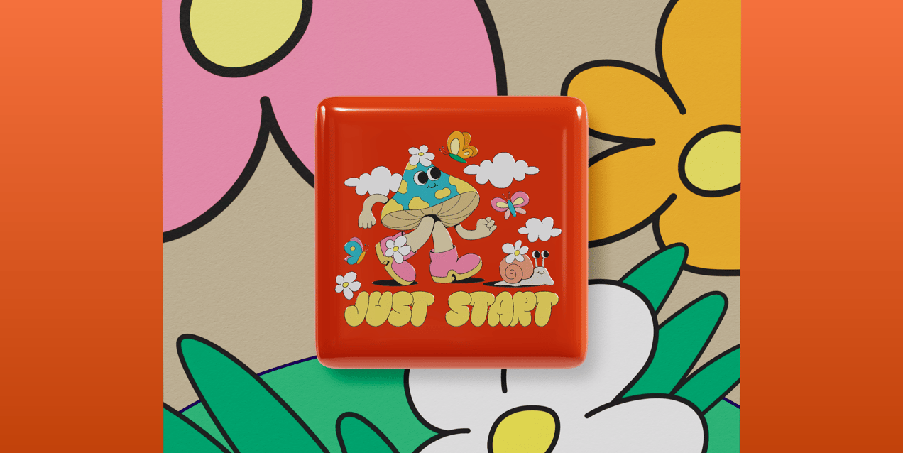 Pin Badge 3D mockup. Create presentations using Online Mockup Generator.