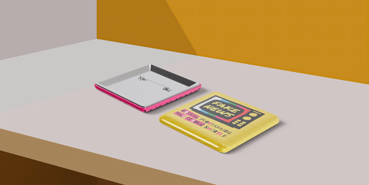 Pin Badge 3D mockup. Create presentations using Online Mockup Generator.