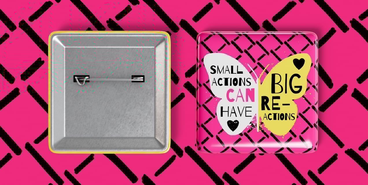 Pin Badge 3D mockup. Create presentations using Online Mockup Generator.
