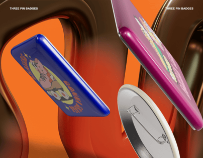 Pin Badges 3D mockup. Create presentations using Online Mockup Generator.
