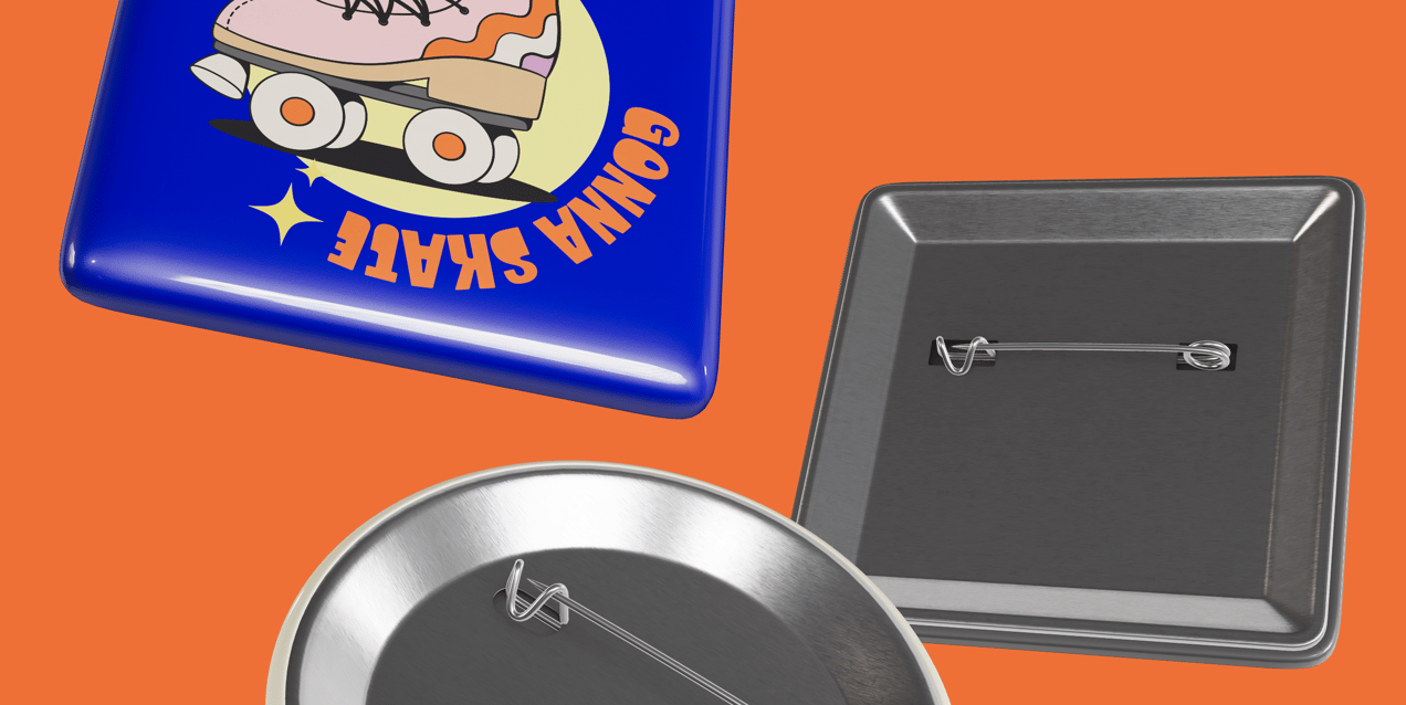 Pin Badges 3D mockup. Create presentations using Online Mockup Generator.