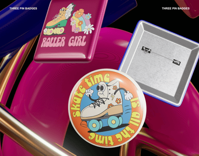 Pin Badges 3D mockup. Create presentations using Online Mockup Generator.