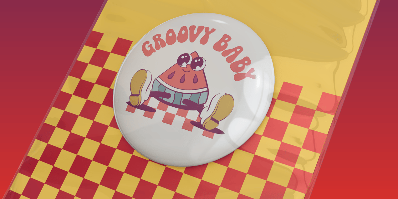 Badge 3D mockup. Create presentations using Online Mockup Generator.