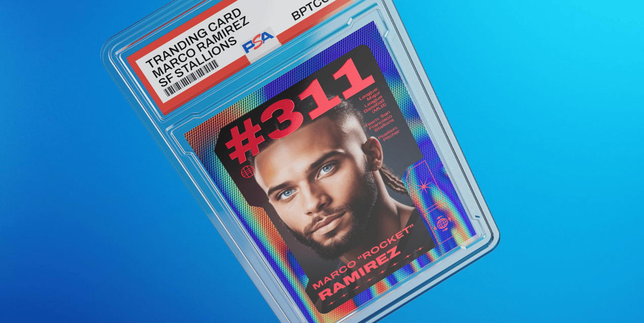 Trading Card 3D mockup. Create presentations using Online Mockup Generator.