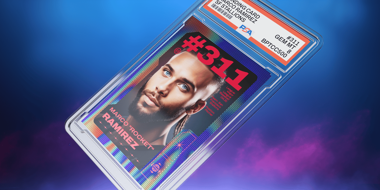 Trading Card 3D mockup. Create presentations using Online Mockup Generator.