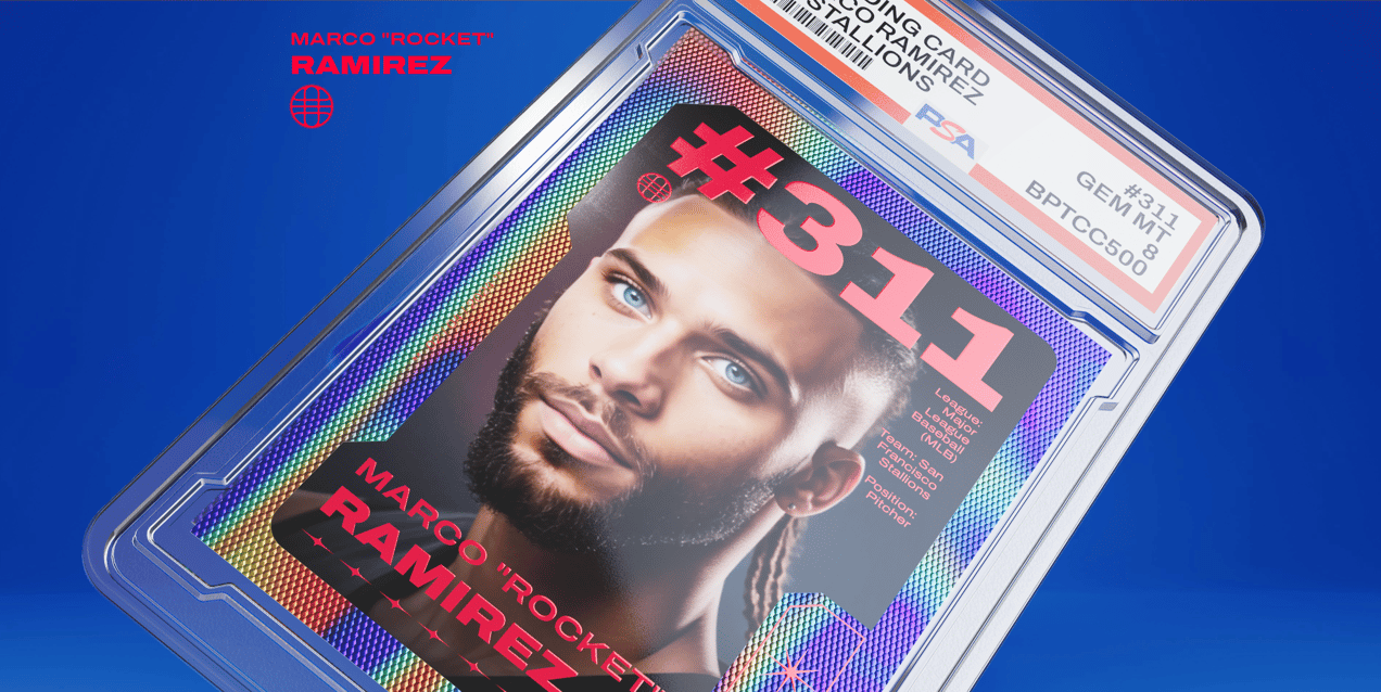 Trading Card 3D mockup. Create presentations using Online Mockup Generator.