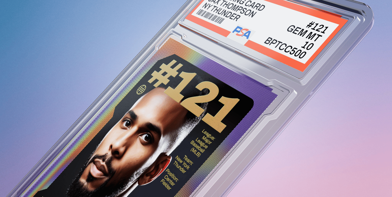 Trading Card 3D mockup. Create presentations using Online Mockup Generator.