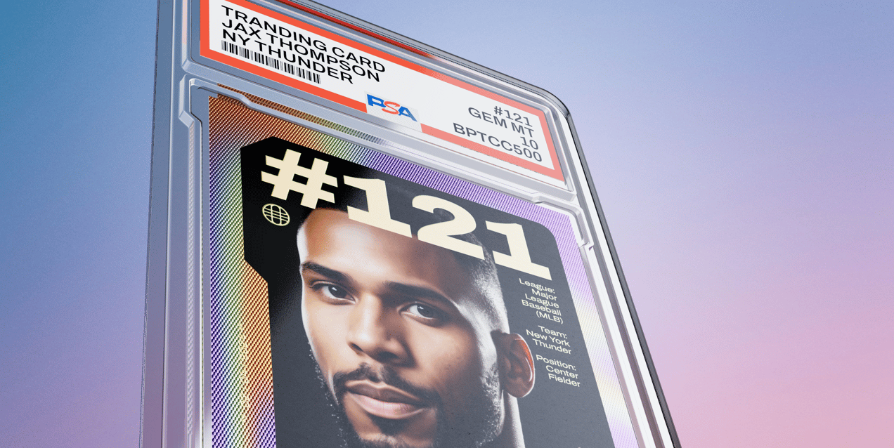 Trading Card 3D mockup. Create presentations using Online Mockup Generator.