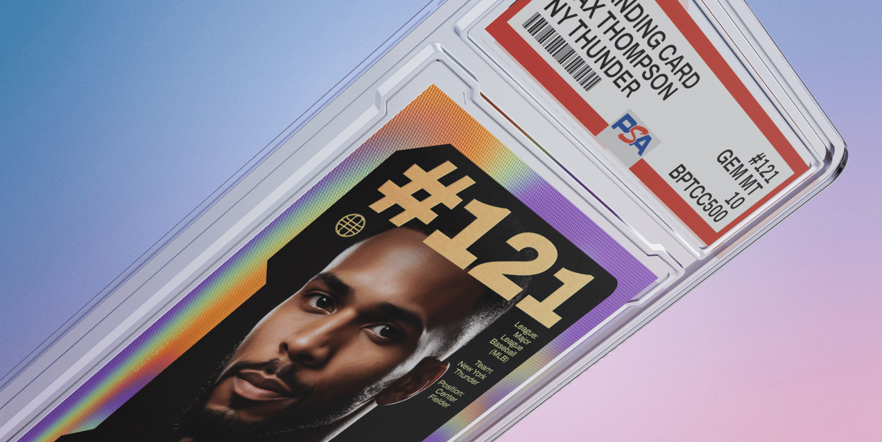 Trading Card 3D mockup. Create presentations using Online Mockup Generator.