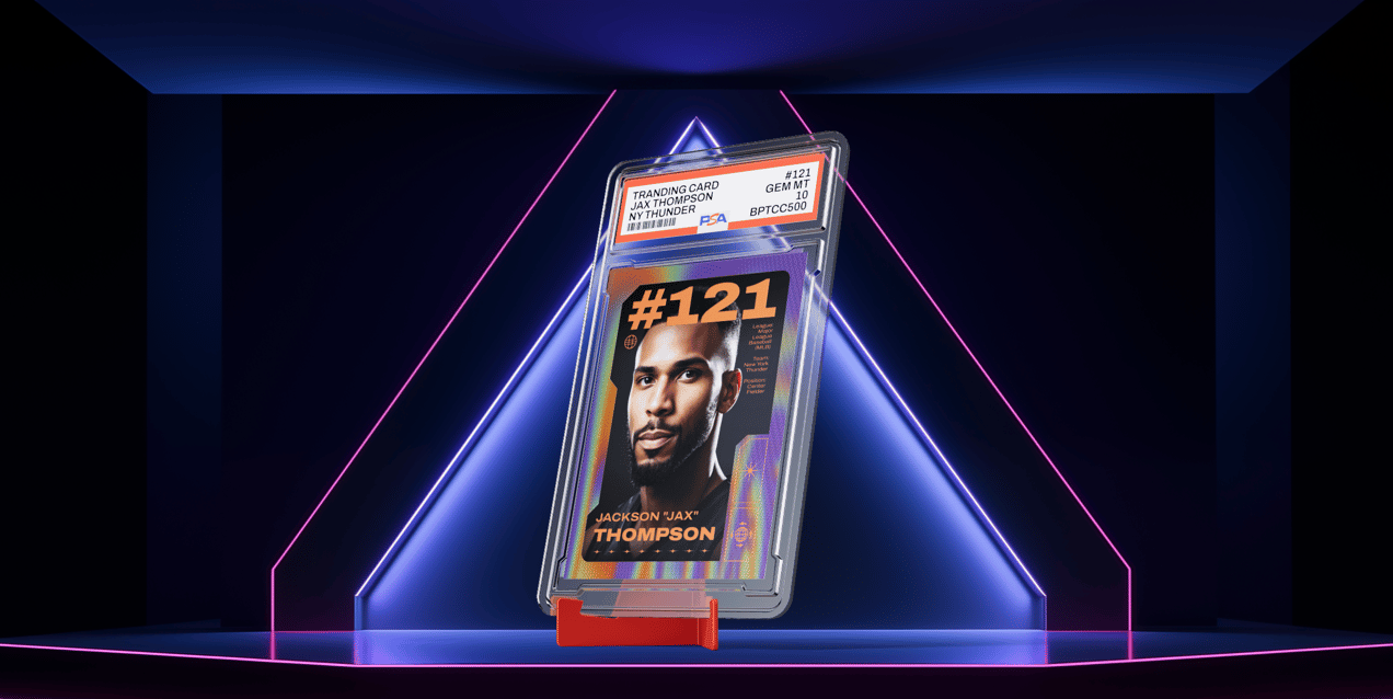 Trading Card 3D mockup. Create presentations using Online Mockup Generator.