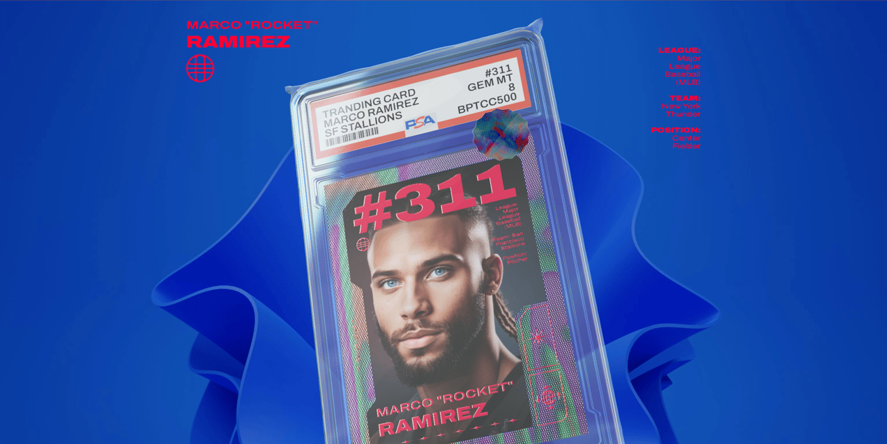 Trading Card 3D mockup. Create presentations using Online Mockup Generator.