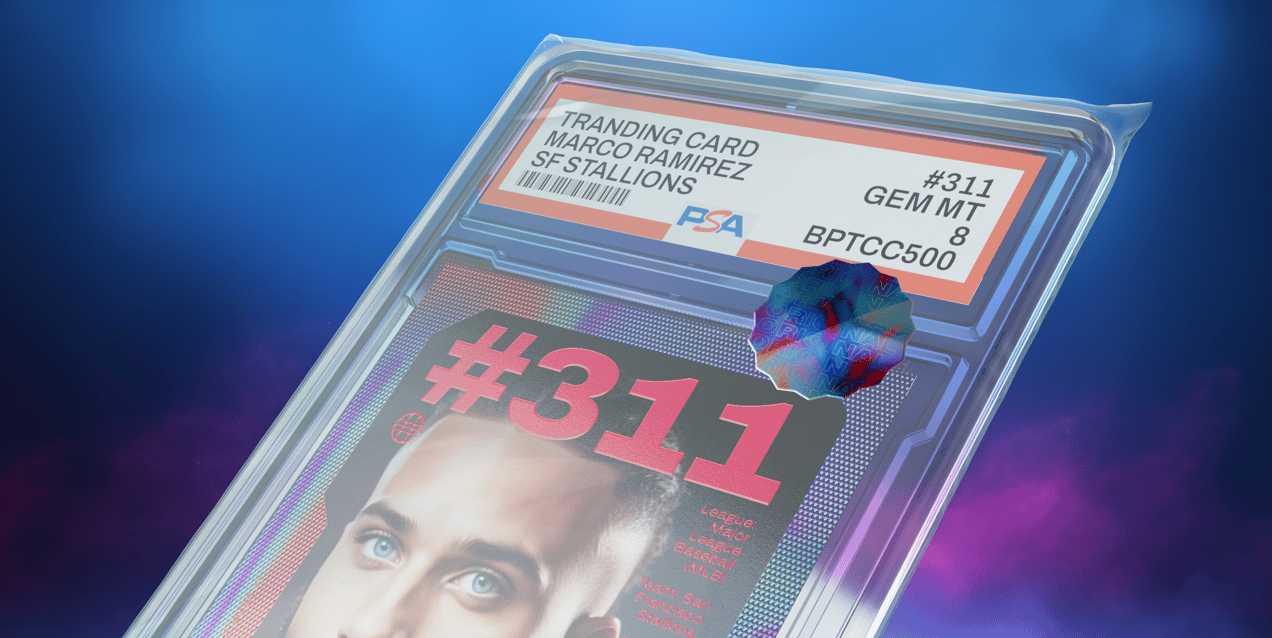 Trading Card 3D mockup. Create presentations using Online Mockup Generator.