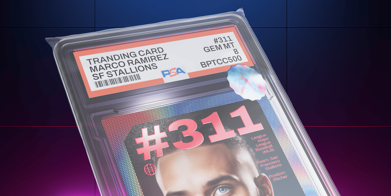 Trading Card 3D mockup. Create presentations using Online Mockup Generator.