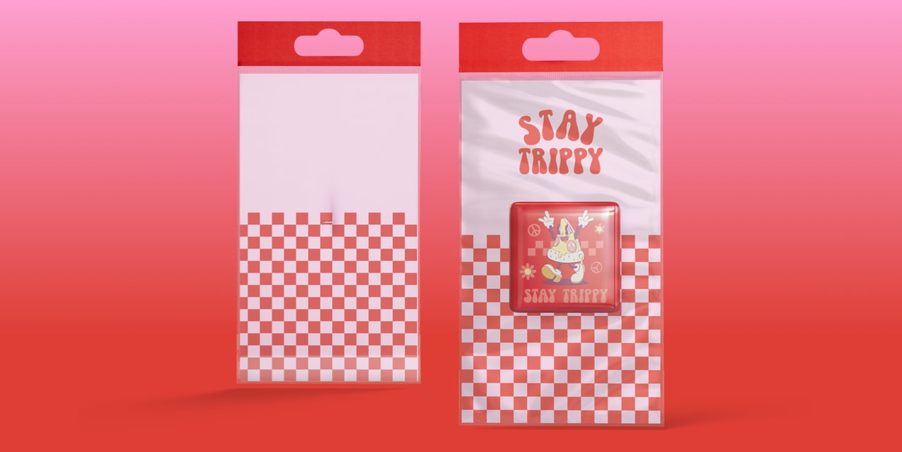 Badge 3D mockup. Create presentations using Online Mockup Generator.