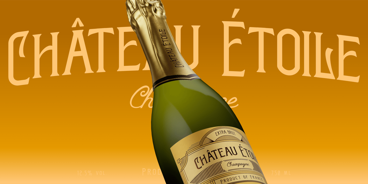 Champagne Bottle 3D mockup. Create presentations using Online Mockup Generator.
