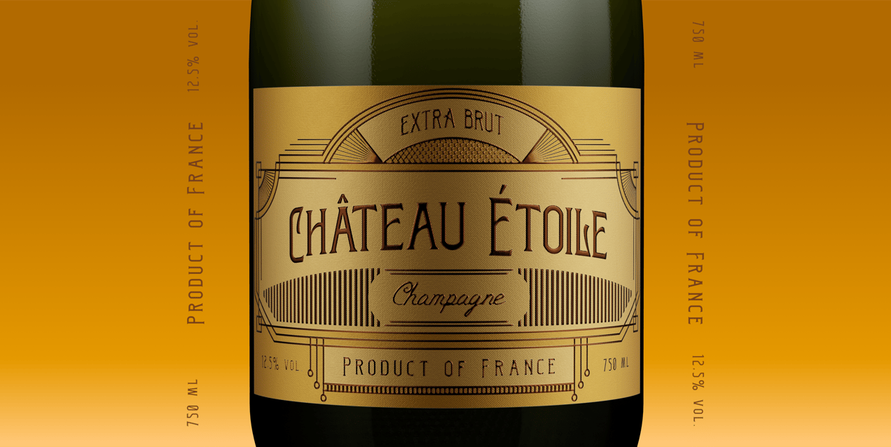 Champagne Bottle 3D mockup. Create presentations using Online Mockup Generator.