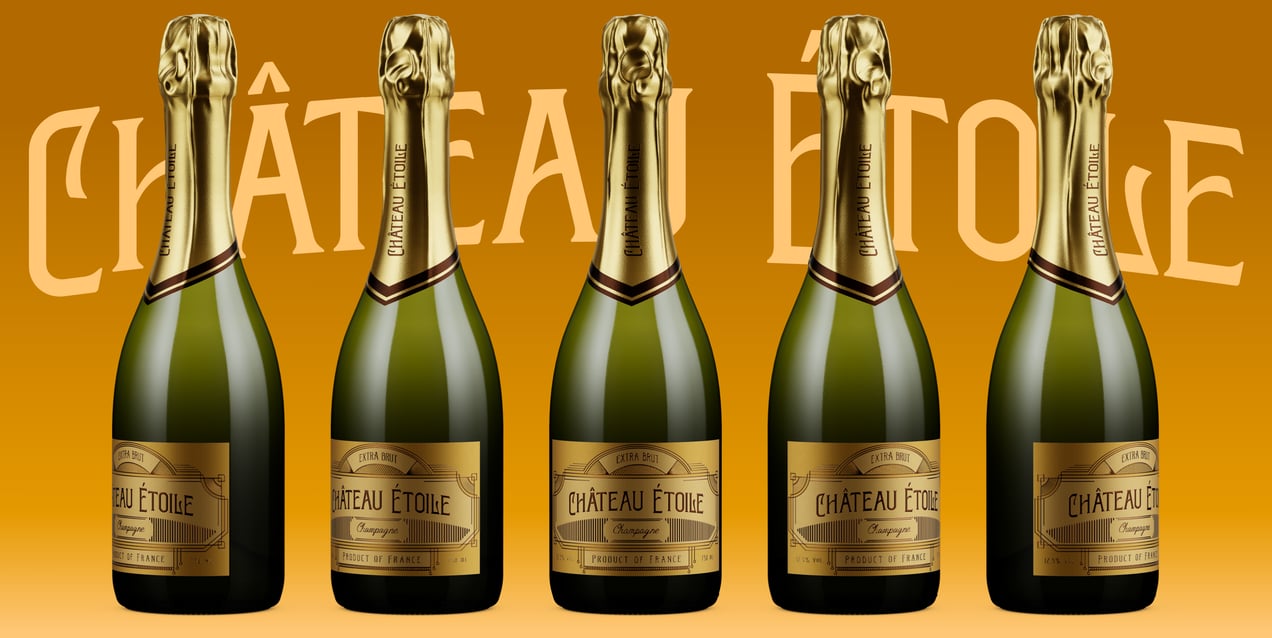 Champagne Bottle 3D mockup. Create presentations using Online Mockup Generator.