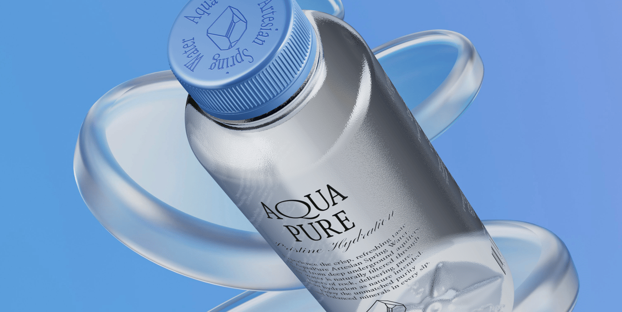 Bottle 3D mockup. Create presentations using Online Mockup Generator.