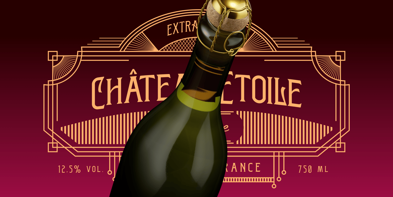 Champagne Bottle 3D mockup. Create presentations using Online Mockup Generator.