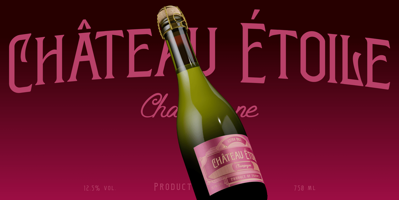 Champagne Bottle 3D mockup. Create presentations using Online Mockup Generator.