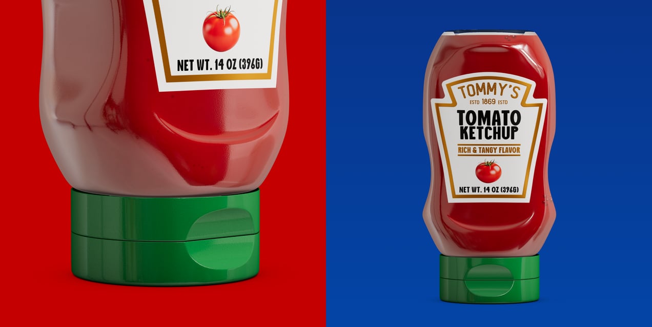Sauce Bottle  3D mockup. Create presentations using Online Mockup Generator.