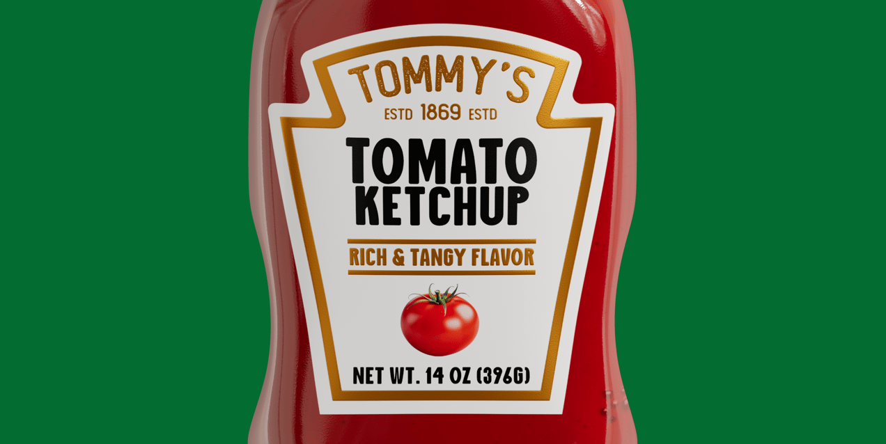 Sauce Bottle  3D mockup. Create presentations using Online Mockup Generator.