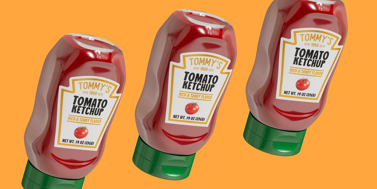 Sauce Bottle  3D mockup. Create presentations using Online Mockup Generator.