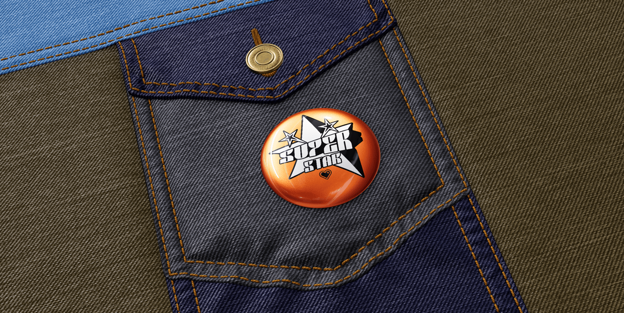 Pin Badge 3D mockup. Create presentations using Online Mockup Generator.