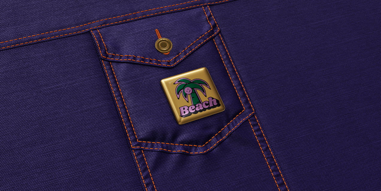Pin Badge 3D mockup. Create presentations using Online Mockup Generator.