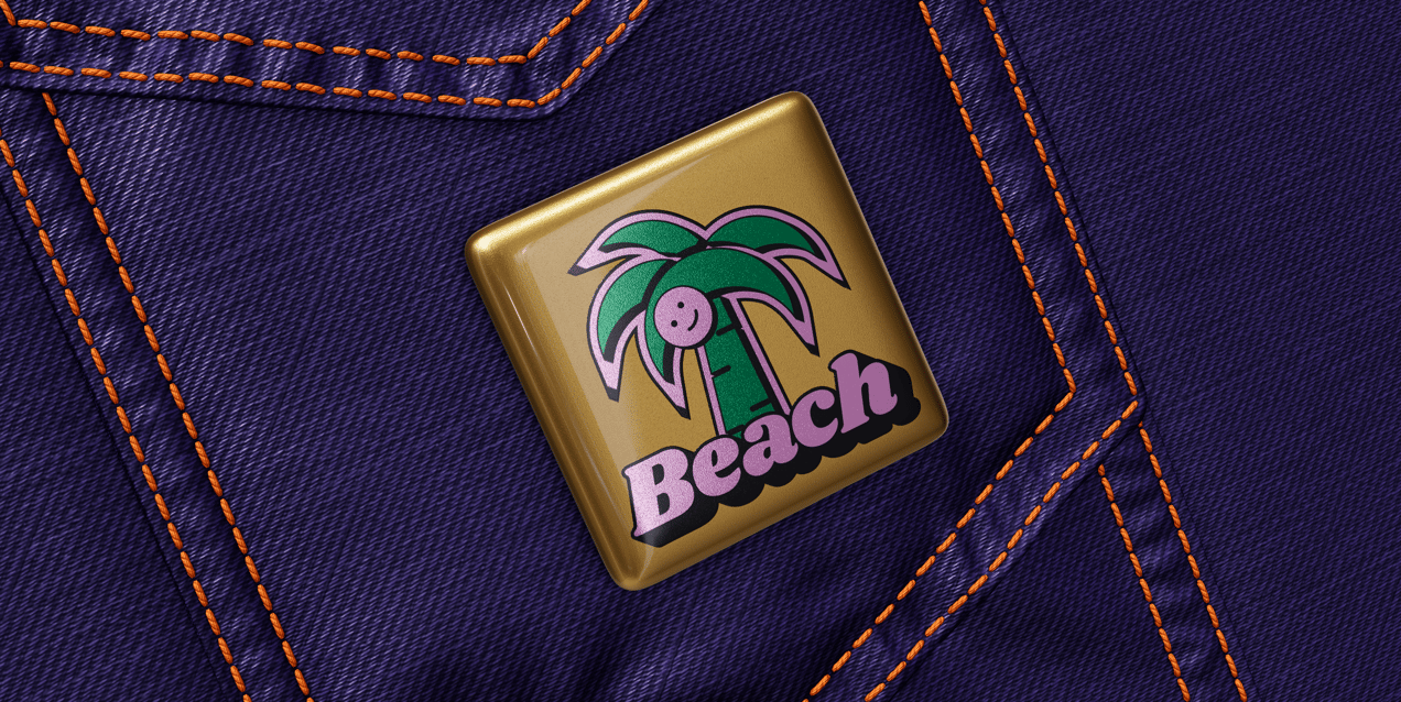 Pin Badge 3D mockup. Create presentations using Online Mockup Generator.