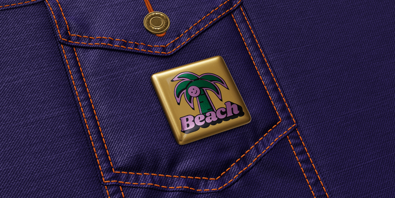 Pin Badge 3D mockup. Create presentations using Online Mockup Generator.
