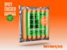 6 Sausages Pack 3D mockup. Create presentations using Online Mockup Generator.