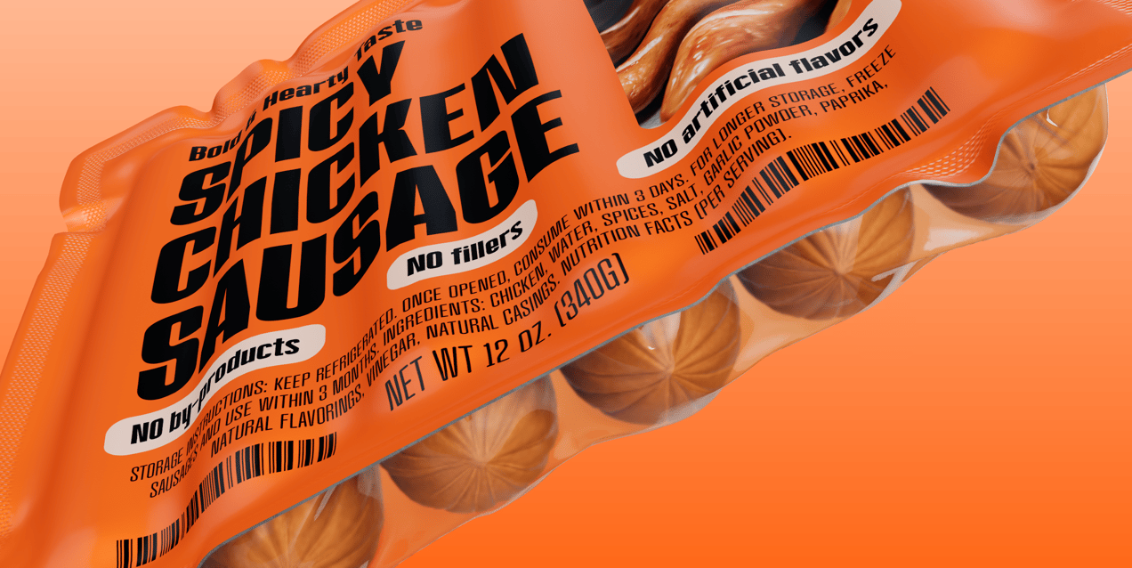 6 Sausages Pack 3D mockup. Create presentations using Online Mockup Generator.