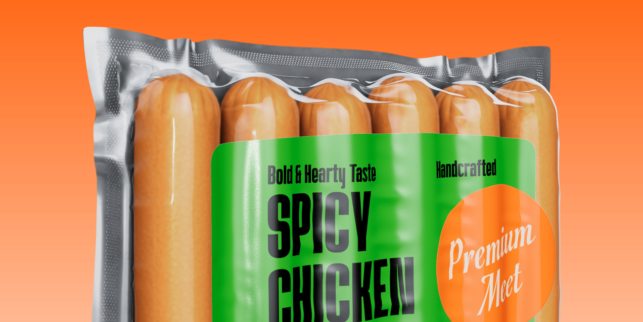 6 Sausages Pack 3D mockup. Create presentations using Online Mockup Generator.