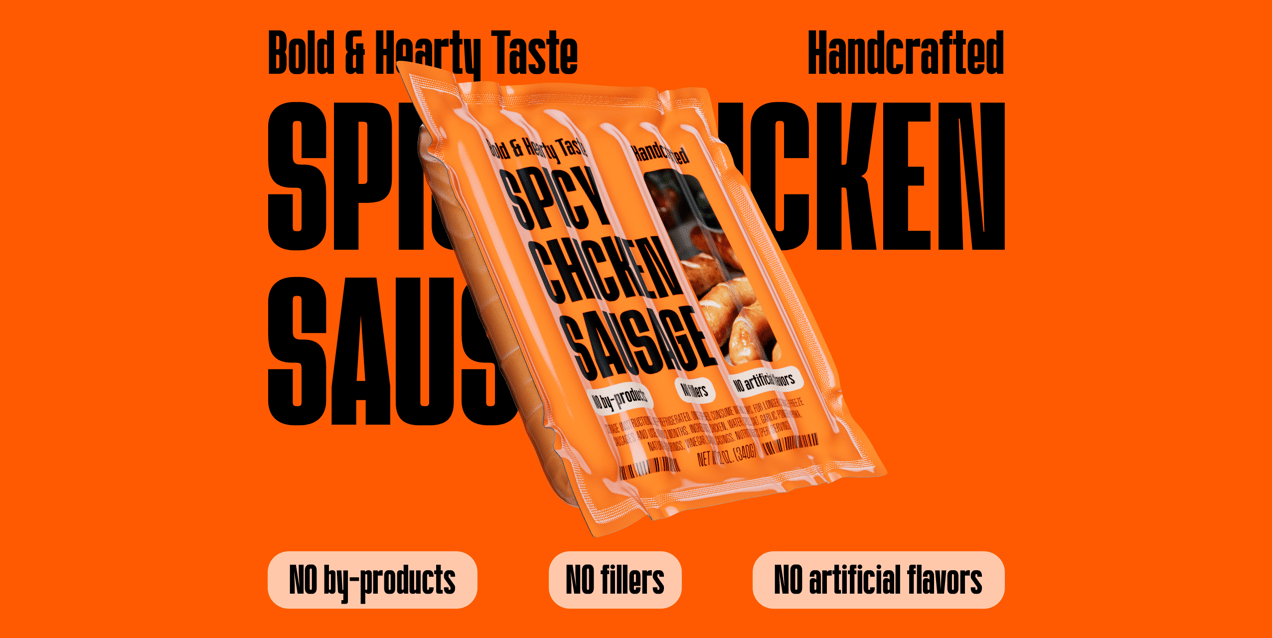 6 Sausages Pack 3D mockup. Create presentations using Online Mockup Generator.