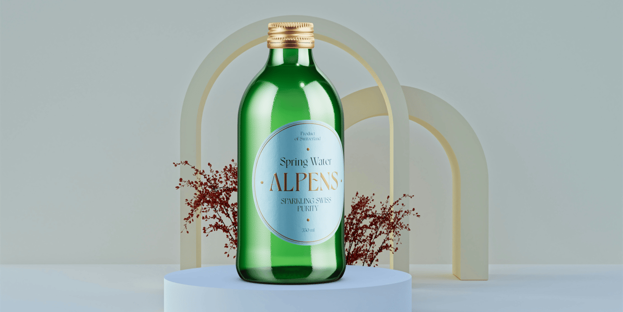 Bottle 3D mockup. Create presentations using Online Mockup Generator.