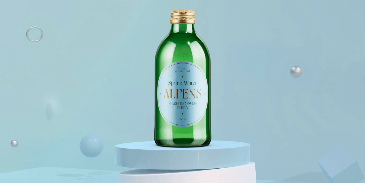 Bottle 3D mockup. Create presentations using Online Mockup Generator.