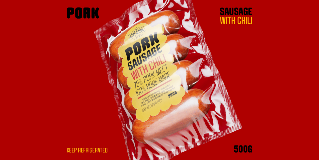 4 Sausages Pack 3D mockup. Create presentations using Online Mockup Generator.