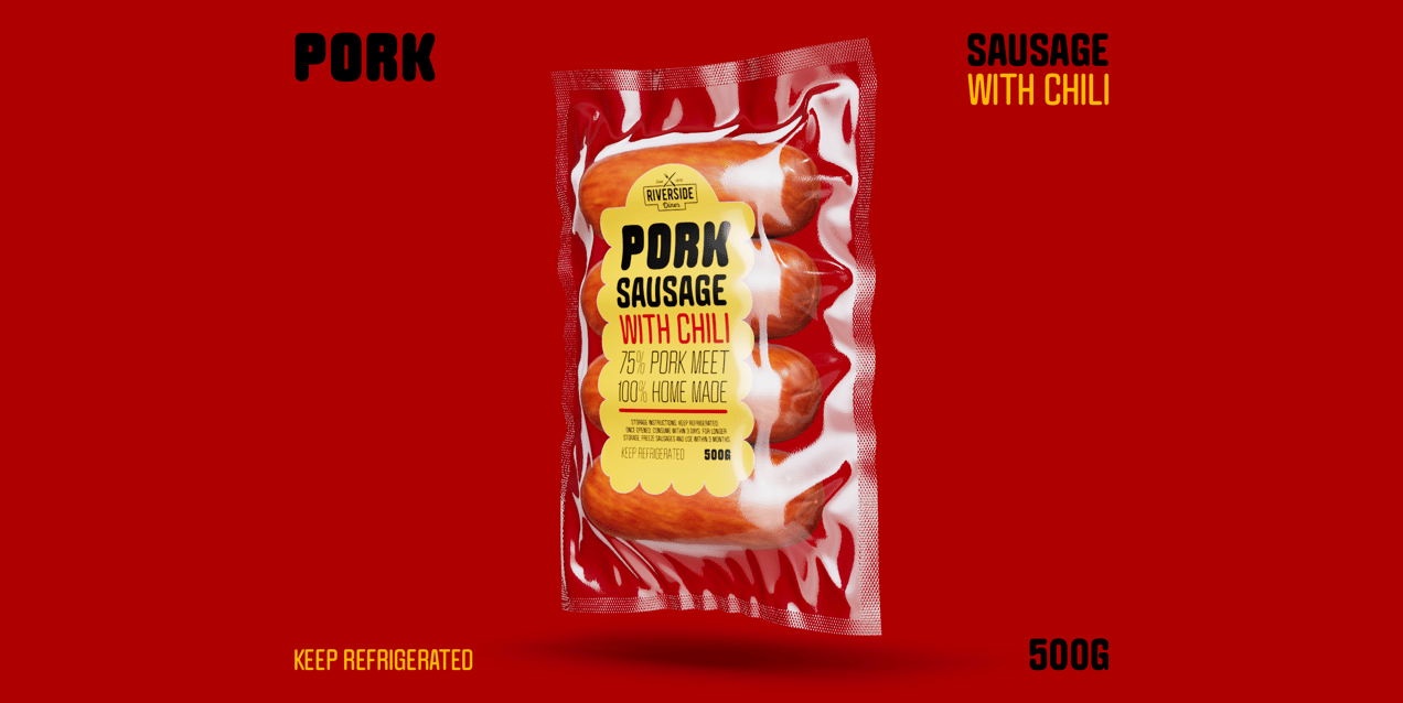 4 Sausages Pack 3D mockup. Create presentations using Online Mockup Generator.