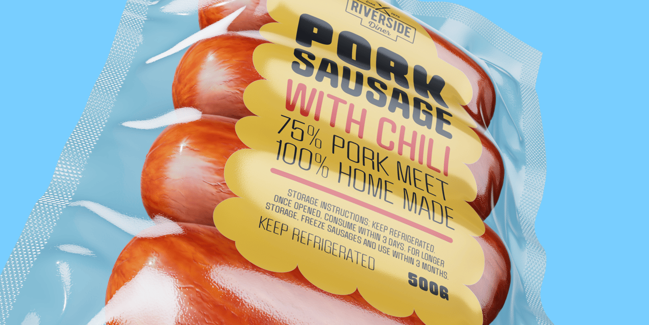 4 Sausages Pack 3D mockup. Create presentations using Online Mockup Generator.