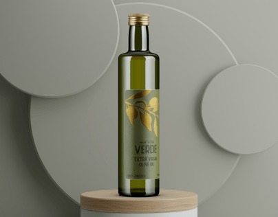 Olive Oil Bottle 3D mockup. Create presentations using Online Mockup Generator.