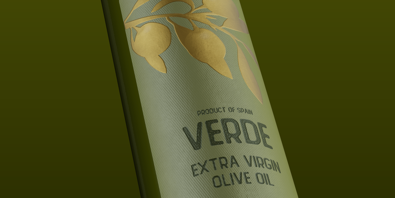 Olive Oil Bottle 3D mockup. Create presentations using Online Mockup Generator.