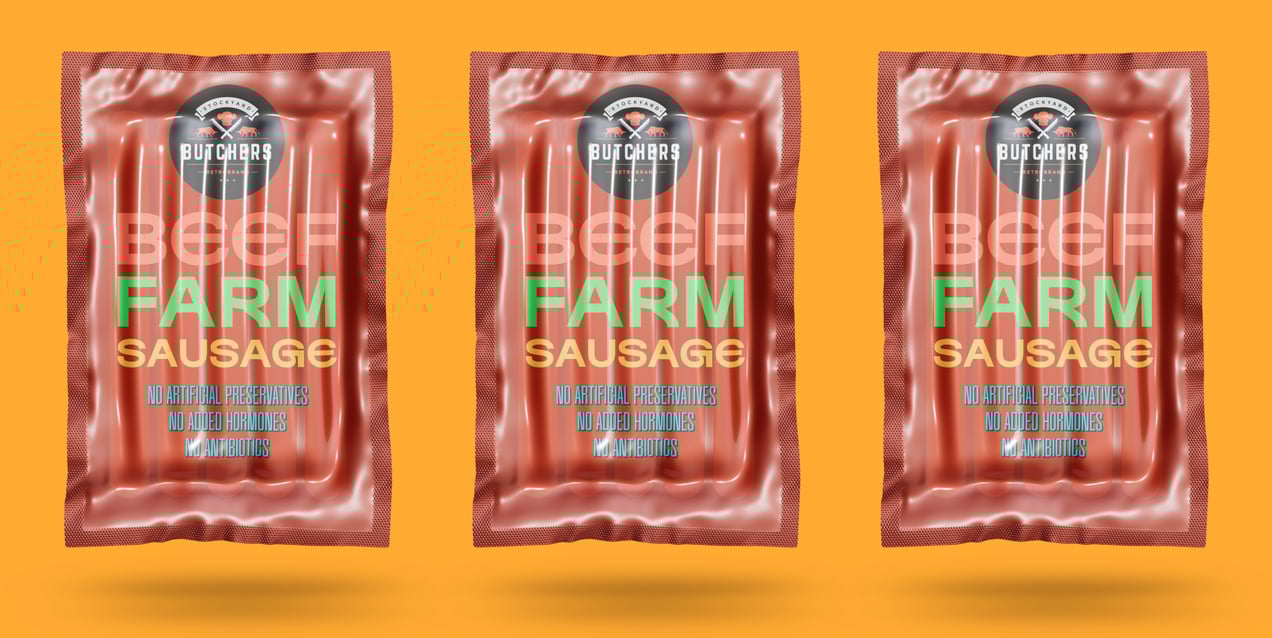 5 Sausages Pack 3D mockup. Create presentations using Online Mockup Generator.