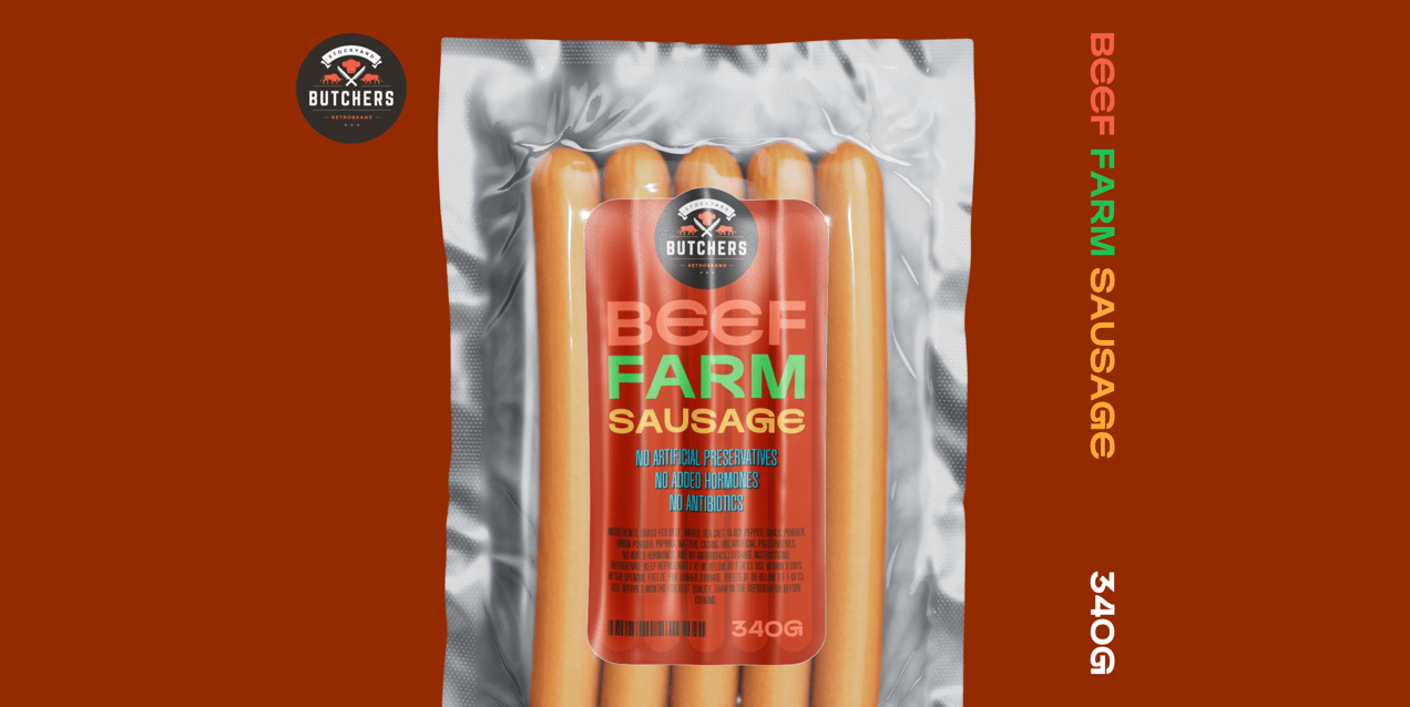 5 Sausages Pack 3D mockup. Create presentations using Online Mockup Generator.