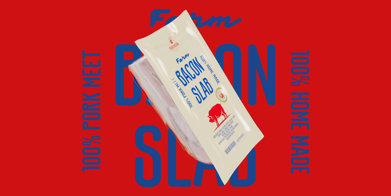 Bacon Pack Free Gift Box 3D mockup. Create presentations using Online Mockup Generator.