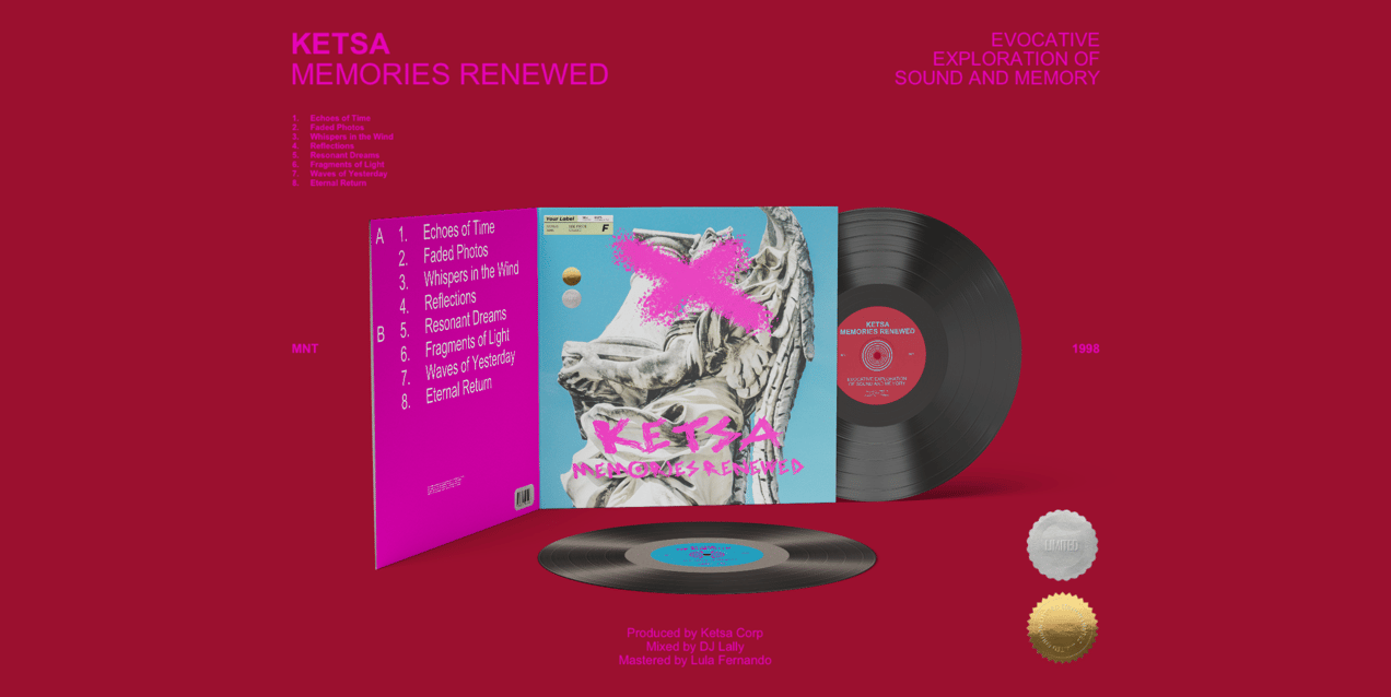 Vinyl Record 3D mockup. Create presentations using Online Mockup Generator.