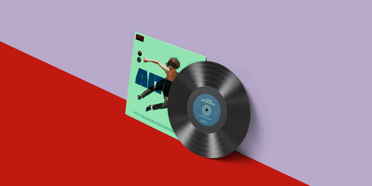 Vinyl Record 3D mockup. Create presentations using Online Mockup Generator.