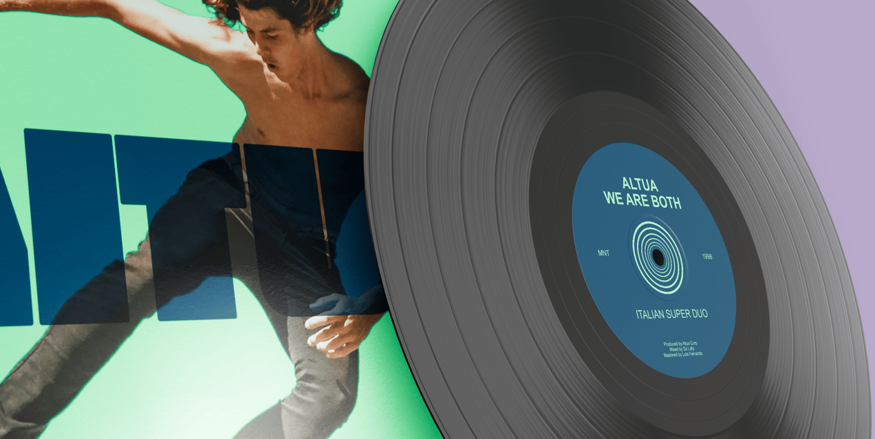 Vinyl Record 3D mockup. Create presentations using Online Mockup Generator.